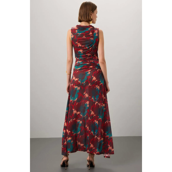 Ulla Johnson Fall Abstract Midi Dress SMALL Bodycon Ruched Career Designer $520 - Picture 3 of 14